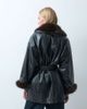 Laagam Laagam Oriane fur trim belted short coat in black - 3