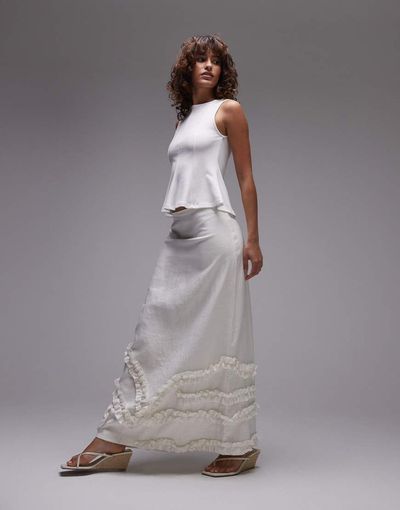 Laagam LAAGAM pinot maxi linen mix skirt in white