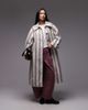 Laagam LAAGAM portobello striped long coat-Gray - 2