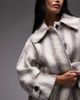 Laagam LAAGAM portobello striped long coat-Gray - 3