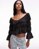 Laagam LAAGAM sadie linen ruched blouse in black - 1