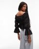 Laagam LAAGAM sadie linen ruched blouse in black - 4