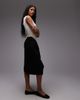 Laagam LAAGAM selena draped stretch bodice with tailored skirt midi dress in black and ecru-White - 2