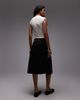Laagam LAAGAM selena draped stretch bodice with tailored skirt midi dress in black and ecru-White - 4