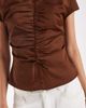 Laagam Laagam simone short sleeve ruched top in brown - 3