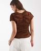Laagam Laagam simone short sleeve ruched top in brown - 4