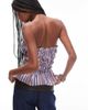 Laagam LAAGAM strapless stripe top with gathered front in multi stripe - 4