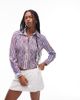 Laagam LAAGAM striped ruched shirt in purple stripe-Multi - 1
