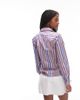 Laagam LAAGAM striped ruched shirt in purple stripe-Multi - 3