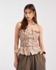 Laagam Laagam susan strapless ruched ruffle top in sand-Neutral - 1