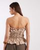Laagam Laagam susan strapless ruched ruffle top in sand-Neutral - 4