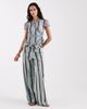 Laagam Laagam tashi straight flow pants in turquoise stripes-Blue - 1