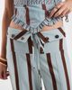 Laagam Laagam tashi straight flow pants in turquoise stripes-Blue - 3