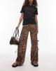 Laagam LAAGAM vicky leopard print mid rise tracksuit pants with bow detail-Multi - 1