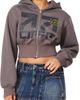 L/AB C/O OFF-WHITE L/AB C/O OFF-WHITE Graphic Cropped Full Zip Hoodie - 1
