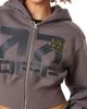 L/AB C/O OFF-WHITE L/AB C/O OFF-WHITE Graphic Cropped Full Zip Hoodie - 4