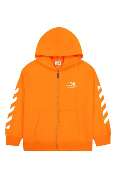 L/AB C/O OFF-WHITE L/AB C/O OFF-WHITE Kids' Diag Graphic Full Zip Hoodie