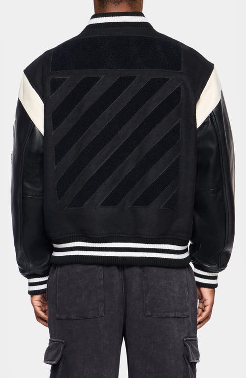 L/AB C/O OFF-WHITE L/AB C/O OFF-WHITE Off Varsity Wool & Leather Jacket