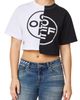 L/AB C/O OFF-WHITE L/AB C/O OFF-WHITE Spliced Graphic Cropped T-Shirt - 1
