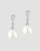 Lab Grown Diamonds with Pearl Women's 18K White Gold & 1.28 TCW Lab-Grown Diamond Drop Earrings - 1