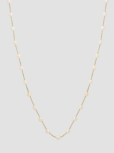 Lab Grown Diamonds with Pearl Women's 18K Yellow Gold & Cultured Freshwater Pearl Necklace