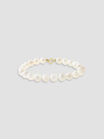 Lab Grown Diamonds with Pearl Women's 18K Yellow Gold & Freshwater Pearl Bracelet