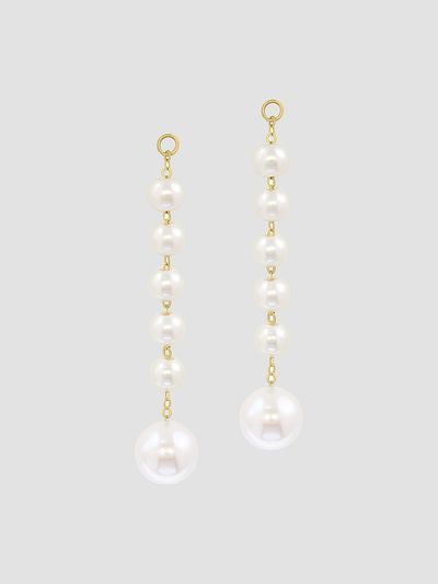 Lab Grown Diamonds with Pearl Women's 18K Yellow Gold & Freshwater Pearl Drop Earrings