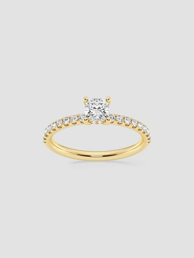 Lab Grown Diamonds Women's 14K Yellow Gold & Cushion-Cut Lab-Grown Diamond Hidden Halo Ring/0.80-3.41 TCW