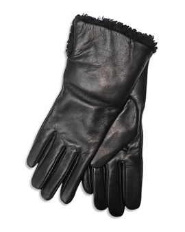 Labonia Labonia Fancy Leather & Cashmere Lined Shearling Cuff Gloves
