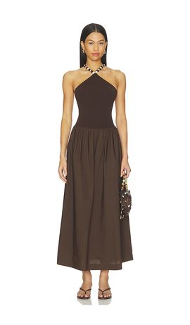 L'Academie L'Academie Jinjara Beaded Halter Dress
