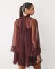 Lace & Beads Lace & Bead sheer tulle high neck bell sleeve mini dress in purple polka dot - 2
