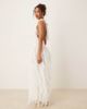 Lace & Beads Lace & Beads backless ruffle tulle maxi dress in ivory-White - 3