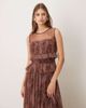 Lace & Beads Lace & Beads bandeau mesh top in leopard-print plum-Purple - 1