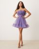 Lace & Beads Lace & Beads bandeau structured mini dress in purple - 1