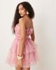 Lace & Beads Lace & Beads bandeau tiered tulle mini dress in baby pink floral - 4