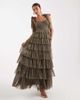 Lace & Beads Lace & Beads Bridesmaid lace bow shoulders tiered maxi dress in olive-Green - 1