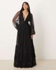Lace & Beads Lace & Beads Bridesmaid long sleeve maxi dress in black - 1