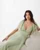 Lace & Beads Lace & Beads Bridesmaid mesh flutter sleeve shirred waist maxi dress in sage green - 2