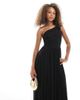 Lace & Beads Lace & Beads Bridesmaid one shoulder maxi dress in black - 4