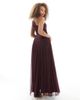 Lace & Beads Lace & Beads Bridesmaid one shoulder maxi dress in plum-Red - 2