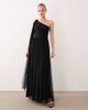 Lace & Beads Lace & Beads Bridesmaid one shoulder scarf neck maxi dress in black - 1
