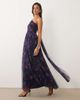 Lace & Beads Lace & Beads Bridesmaid one shoulder scarf neck maxi dress in dark blue floral-Multi - 1