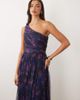 Lace & Beads Lace & Beads Bridesmaid one shoulder scarf neck maxi dress in dark blue floral-Multi - 2