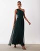 Lace & Beads Lace & Beads Bridesmaid one shoulder scarf neck maxi dress in emerald green - 1