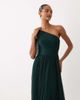 Lace & Beads Lace & Beads Bridesmaid one shoulder scarf neck maxi dress in emerald green - 2