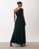 Lace & Beads Lace & Beads Bridesmaid one shoulder scarf neck maxi dress in emerald green - 3