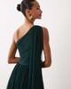 Lace & Beads Lace & Beads Bridesmaid one shoulder scarf neck maxi dress in emerald green - 4