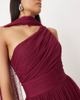 Lace & Beads Lace & Beads Bridesmaid one shoulder scarf neck maxi dress in fig-Purple - 4