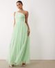 Lace & Beads Lace & Beads Bridesmaid tulle one shoulder fitted waist maxi dress in light sage-Green - 1