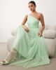 Lace & Beads Lace & Beads Bridesmaid tulle one shoulder fitted waist maxi dress in light sage-Green - 3